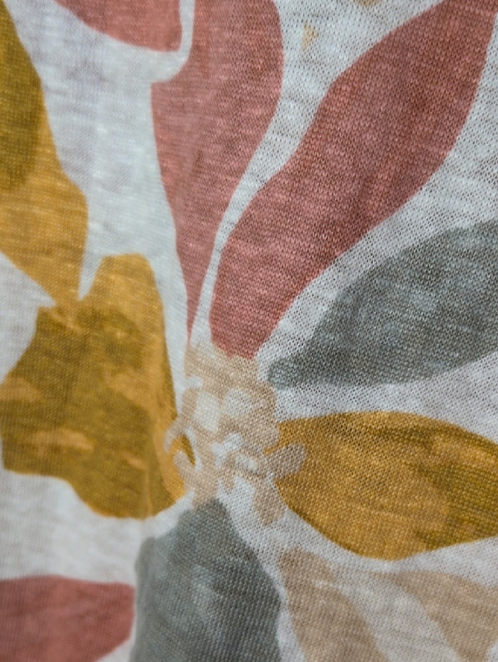 Lightweight Floral Print Tee in Soft Pastels 100% Linen - Picture 8 of 9